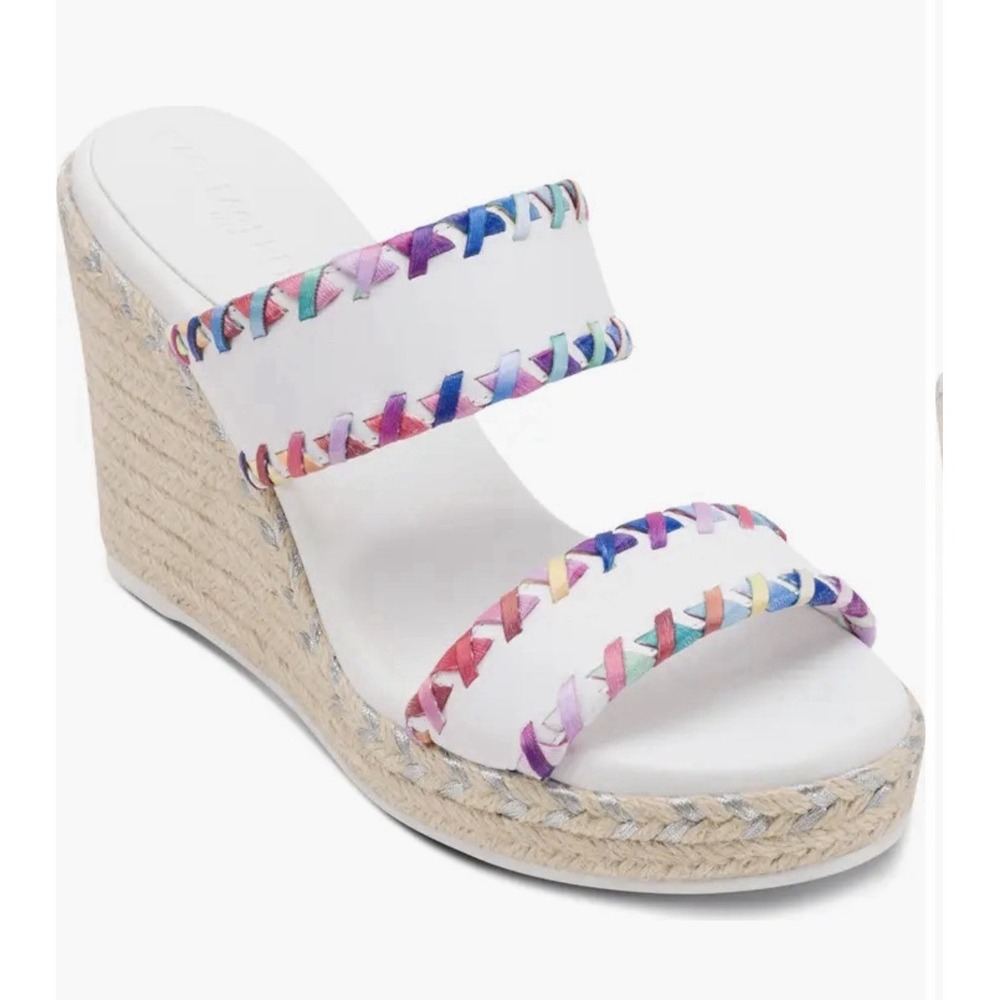 Karl Lagerfeld Paris Charcel Double Strap Colorful Espadrille Wedge Sandal 9